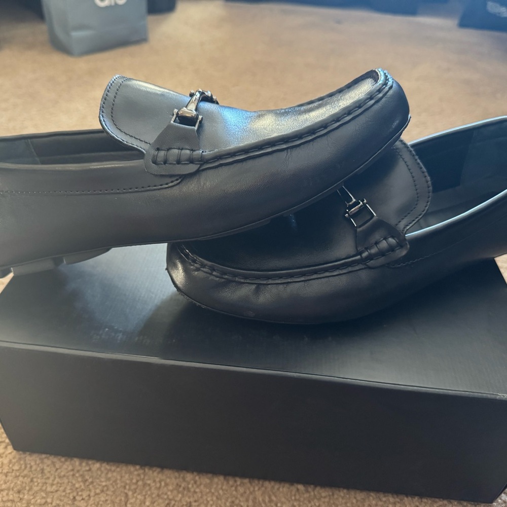 Alfani Black Loafers Slip-Ons with Smooth Leather Finish